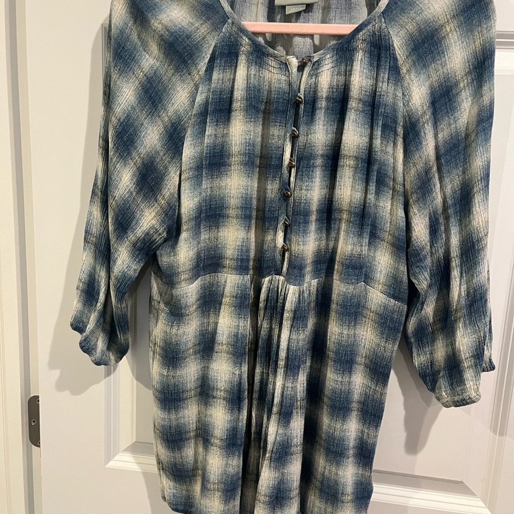 Blue Plaid Blouse